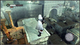 To get to this feather, climb on the nearest pillar in the souther part of the square [1] - Detailed Description | Feathers - Feathers - Assassins Creed: Brotherhood Game Guide & Walkthrough