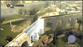 To get there, speak with the architect [1] and rebuild the building [2] - Detailed Description | Glyphs - Glyphs - Assassins Creed: Brotherhood Game Guide & Walkthrough