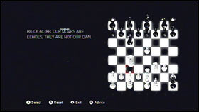 When you will see the chess board [1], move the left horse by two squares straight ahead and one to the right [2] - Detailed Description - p. 2 | Puzzles - Puzzles - Assassins Creed: Brotherhood Game Guide & Walkthrough