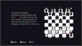 You will see a white board on the screen [1], pick the bishop from the F column and move it to the right [2] - Detailed Description - p. 3 | Puzzles - Puzzles - Assassins Creed: Brotherhood Game Guide & Walkthrough