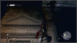 After entering the chamber with the fire camp [1], climb to the exit - Detailed Description - p. 4 | Borgias Flags - Borgias Flags - Assassins Creed: Brotherhood Game Guide & Walkthrough
