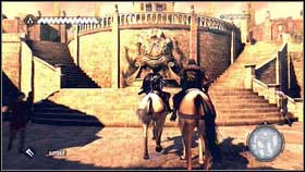 Get inside [1] and go to the huge stairs [2] - Sequence 1 - Peace at Last - p. 1 | Walkthrough - Walkthrough - Assassins Creed: Brotherhood Game Guide & Walkthrough