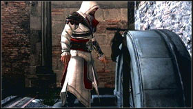 After the fight go to the place marked on the map [1], press B and do downstairs [2] - Sequence 2 - A Wilderness of Tiger - p. 3 | Walkthrough - Walkthrough - Assassins Creed: Brotherhood Game Guide & Walkthrough