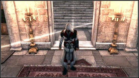 After a short conversation [1], leave the room [2] - Sequence 2 - A Wilderness of Tiger - p. 5 | Walkthrough - Walkthrough - Assassins Creed: Brotherhood Game Guide & Walkthrough