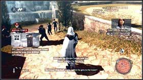 Speak with Bartolomeo and his wife [1] you will find yourself outside and you will have to catch Borgias captain [2] - Sequence 3 - The Fighter, The Lover and The Thief - p. 2 | Walkthrough - Walkthrough - Assassins Creed: Brotherhood Game Guide & Walkthrough