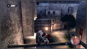 Now use the sticks to get to the nearby wall [1] - Sequence 4 - Den of Thieves - p. 1 | Walkthrough - Walkthrough - Assassins Creed: Brotherhood Game Guide & Walkthrough