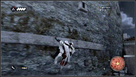 Press B to get down and hold this button - Sequence 4 - Den of Thieves - p. 2 | Walkthrough - Walkthrough - Assassins Creed: Brotherhood Game Guide & Walkthrough