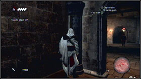 When one of them will get close to you, kill him fast [1] and hide [2] - Sequence 4 - Den of Thieves - p. 2 | Walkthrough - Walkthrough - Assassins Creed: Brotherhood Game Guide & Walkthrough