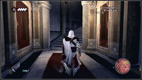 After speaking with Catarina exit the underground [1] and turn right [2] - Sequence 4 - Den of Thieves - p. 2 | Walkthrough - Walkthrough - Assassins Creed: Brotherhood Game Guide & Walkthrough