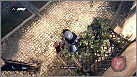 Listen to their conversation and catch the wall located on the right [1] - Sequence 4 - Den of Thieves - p. 2 | Walkthrough - Walkthrough - Assassins Creed: Brotherhood Game Guide & Walkthrough