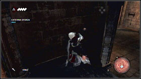 After the execution hide near the corner [1] - Sequence 4 - Den of Thieves - p. 3 | Walkthrough - Walkthrough - Assassins Creed: Brotherhood Game Guide & Walkthrough