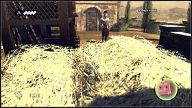 Stay behind the corner and watch the guard [1] - Sequence 4 - Den of Thieves - p. 5 | Walkthrough - Walkthrough - Assassins Creed: Brotherhood Game Guide & Walkthrough