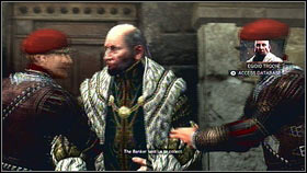 After speaking with Claudia [1] go to the place place marked on the map and find the senator [2] - Sequence 5 - The Banker - p. 1 | Walkthrough - Walkthrough - Assassins Creed: Brotherhood Game Guide & Walkthrough