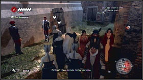 Pass the guards with them [1] and use them on another guards (LT + Y) [2] - Sequence 5 - The Banker - p. 2 | Walkthrough - Walkthrough - Assassins Creed: Brotherhood Game Guide & Walkthrough