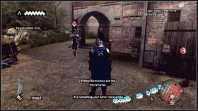 First of all, kill the guard located near the gate [1] - Sequence 6 - The Baron De Valois - p. 1 | Walkthrough - Walkthrough - Assassins Creed: Brotherhood Game Guide & Walkthrough