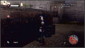 On the other side, you will see the French man that is running with Bartolomeos wife [1] - Sequence 6 - The Baron De Valois - p. 2 | Walkthrough - Walkthrough - Assassins Creed: Brotherhood Game Guide & Walkthrough