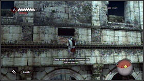 Now, you have to go upstairs - use pillars to do that [1], wooden scaffoldings and holes [2] - Sequence 7 - The Key to the Castello - p. 2 | Walkthrough - Walkthrough - Assassins Creed: Brotherhood Game Guide & Walkthrough