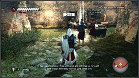 When you will be there, kill all shooters [1] and go to the backyard of the building - Sequence 7 - The Key to the Castello - p. 2 | Walkthrough - Walkthrough - Assassins Creed: Brotherhood Game Guide & Walkthrough