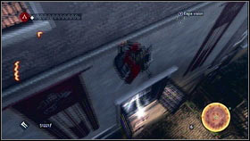 Run to the point marked on the map, go down [1] and jump to the open window [2] - Sequence 8 - The Borgia - p. 2 | Walkthrough - Walkthrough - Assassins Creed: Brotherhood Game Guide & Walkthrough