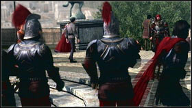 Go to the marked area [1] and watch the cut scene [2] - Sequence 8 - The Borgia - p. 2 | Walkthrough - Walkthrough - Assassins Creed: Brotherhood Game Guide & Walkthrough