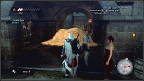 Speak with one prostitute [1] and go to the place marked on the map - Courtesans Quests - p. 1 | Side Quests - Side Quests - Assassins Creed: Brotherhood Game Guide & Walkthrough