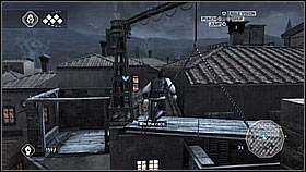 Now we are chasing Federico - first, jump on the crates, then the lamp and finally on some wooden beams - Main Plot - Sequence 1 - Part 1 - Main Plot - Assassins Creed II - Game Guide and Walkthrough