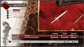 Dagger - Weapon collection - Economics, equipment and combat - Assassins Creed II - Game Guide and Walkthrough