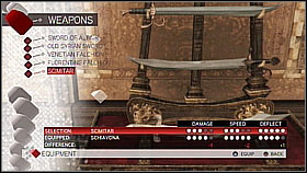 Scimitar - Weapon collection - Economics, equipment and combat - Assassins Creed II - Game Guide and Walkthrough