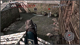 Before you will attempt to kill him eliminate two guards from lower roofs - Side Quests - Assassinations - Part 3 - Side Quests - Assassins Creed II - Game Guide and Walkthrough