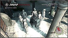 The person that have to be killed is hidden between the columns - Side Quests - Assassinations - Part 5 - Side Quests - Assassins Creed II - Game Guide and Walkthrough