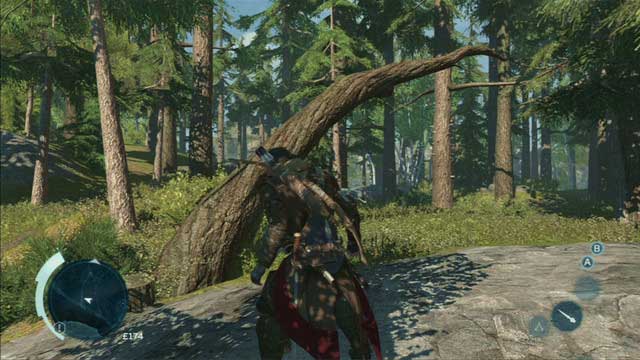 Forest climbing paths usually begin with fallen trees - Climbing trees in Assassins Creed III Remastered - Exploration - Assassins Creed III Game Guide & Walkthrough