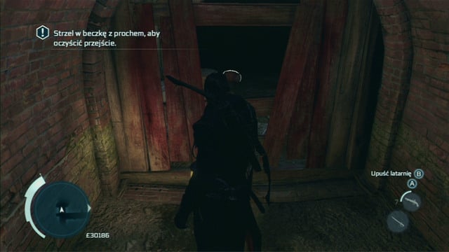 To clear the passage, shoot the gunpowder barrel on the other side of the barricade - Boston Underground in Assassins Creed III Remastered - Underground - Assassins Creed III Game Guide & Walkthrough
