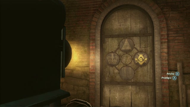 To open the door, place the lens in the following order: eye above, crown on the right, letter below and the eagle on the left - New York Underground in Assassins Creed III Remastered - Underground - Assassins Creed III Game Guide & Walkthrough