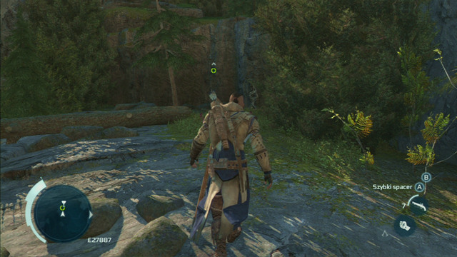 As you reach the target, press the interaction button to pick the flowers and jump down onto the pile of dry leaves - Norris | Homestead | Assassins Creed III Remastered - Homestead - Assassins Creed III Game Guide & Walkthrough