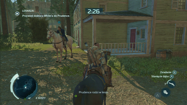 As you get nearby his house, the man will hop onto the horse and follow you - Dave the Blacksmith | Homestead | Assassins Creed III Remastered - Homestead - Assassins Creed III Game Guide & Walkthrough