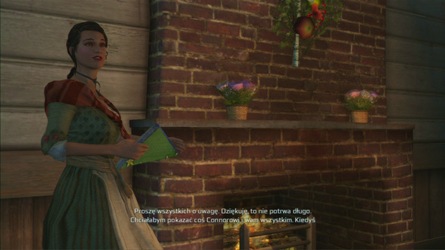 Soon afterwards Ellen will give you a flag and the mission will end - Everyday life | Homestead | Assassins Creed III Remastered - Homestead - Assassins Creed III Game Guide & Walkthrough