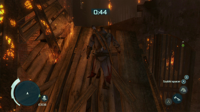 With the last soldier dead, keep running to the left until you reach a window from which you will be able to jump down into the sea - Naval mission - Fort Wolcott | Captain Kidds treasure in AC III Remastered - Captain Kidds treasure - Assassins Creed III Game Guide & Walkthrough