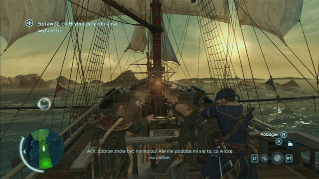 Out in the sea, always try to go with the wind, the direction of which can be seen on the mini-map in the lower left corner of the map - Controlling the ship in Assassins Creed III Remastered - Ships - Assassins Creed III Game Guide & Walkthrough