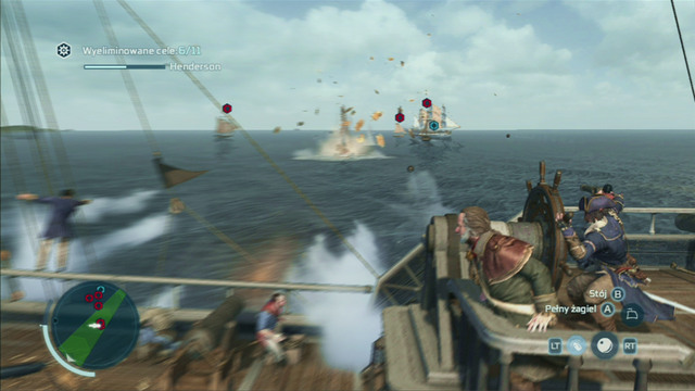 Holding down and then releasing the free run button will launch a powerful cannon volley from the side of the ship, aimed at where the camera is pointing - Naval battles in Assassins Creed III Remastered - Ships - Assassins Creed III Game Guide & Walkthrough