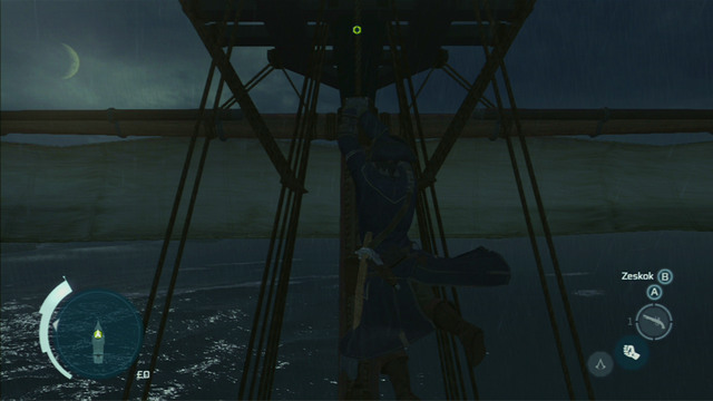 After the conversation, approach the mast and climb up the rope - The Rescue | Naval missions in Assassins Creed III Remastered - Naval missions - Assassins Creed III Game Guide & Walkthrough