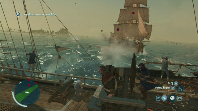 When a circle appear on one of the ships, shoot it with the swivel gun and you will quickly sink the enemy - Blistering Dawn | Privateer Contracts in Assassins Creed III Remastered - Privateer Contracts - Assassins Creed III Game Guide & Walkthrough
