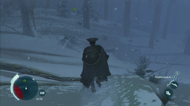 After landing safely, quickly run behind the palisade and immediately turn to the woods on the right - Sequence 3 - Execution is Everything | Assassins Creed III Walkthrough - Walkthrough - Assassins Creed III Game Guide & Walkthrough