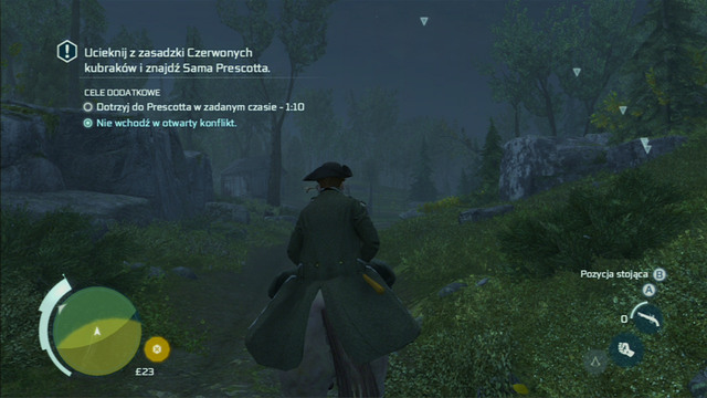 A few meters further you should ride off the road and through the ford - Sequence 7 - The Midnight Ride | Assassins Creed III Remastered Walkthrough - Walkthrough - Assassins Creed III Game Guide & Walkthrough