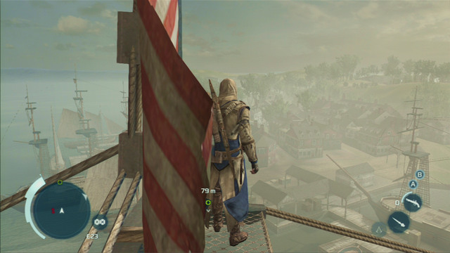After the explosion, return to the wreck and climb the mast to change the flag - Sequence 7 - Conflict Looms | Assassins Creed III Remastered Walkthrough - Walkthrough - Assassins Creed III Game Guide & Walkthrough