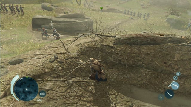 Start off by heading left all the way - Sequence 7 - Battle of Bunker Hill | Assassins Creed III Remastered Walkthrough - Walkthrough - Assassins Creed III Game Guide & Walkthrough