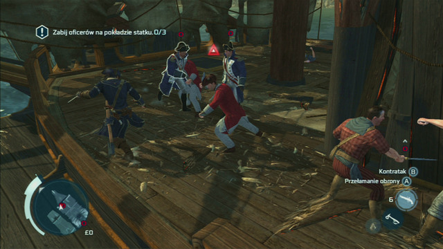 He will lead you to the end of the ship, where you will be attacked by a group of enemies - Sequence 9 - A Bitter End | Assassins Creed III Remastered Walkthrough - Walkthrough - Assassins Creed III Game Guide & Walkthrough