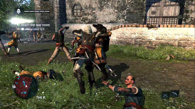 Use a running assassinate to kill the officer - 01 - The Forts | Sequence 5 - Sequence 5 - Assassins Creed IV: Black Flag Game Guide & Walkthrough