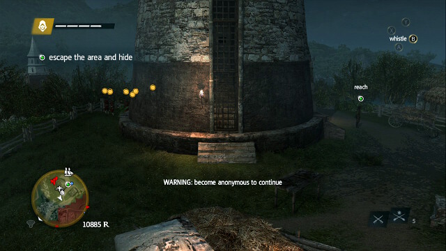 After you run a full circle, run out at the other side and jump into the hay cart, just like in the screenshot - 03 - Unmanned | Sequence 5 - Sequence 5 - Assassins Creed IV: Black Flag Game Guide & Walkthrough