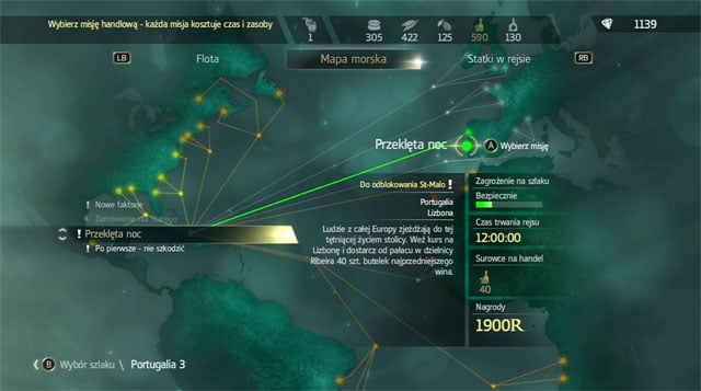 The Cursed Night mission is available, and you meet the requirements to start it - Merchant missions | Kenways fleet - Kenways fleet - Assassins Creed IV: Black Flag Game Guide & Walkthrough