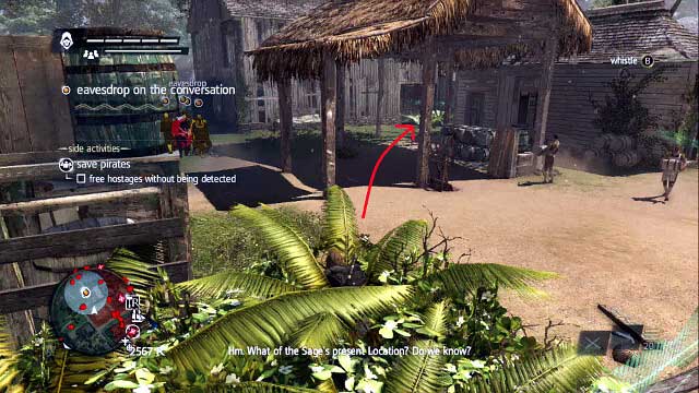 You will have to eavesdrop on the group - 01 - Imagine My Surprise | Sequence 9 - Sequence 9 - Assassins Creed IV: Black Flag Game Guide & Walkthrough